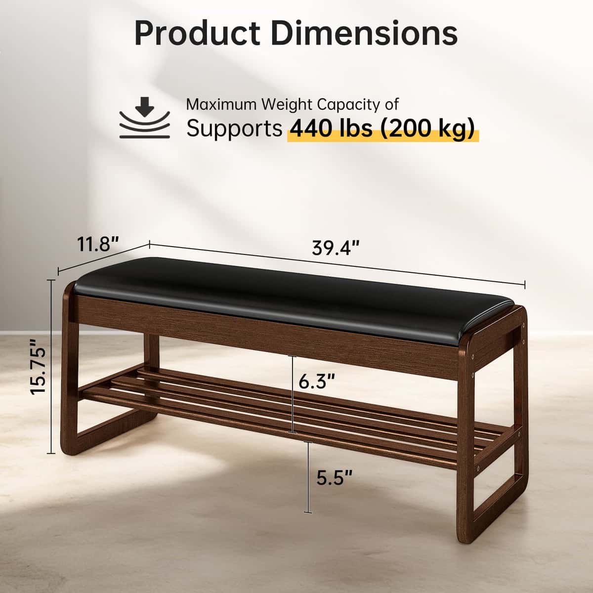 2-Tier Flip-Top Entryway Bench with Shoe Rack