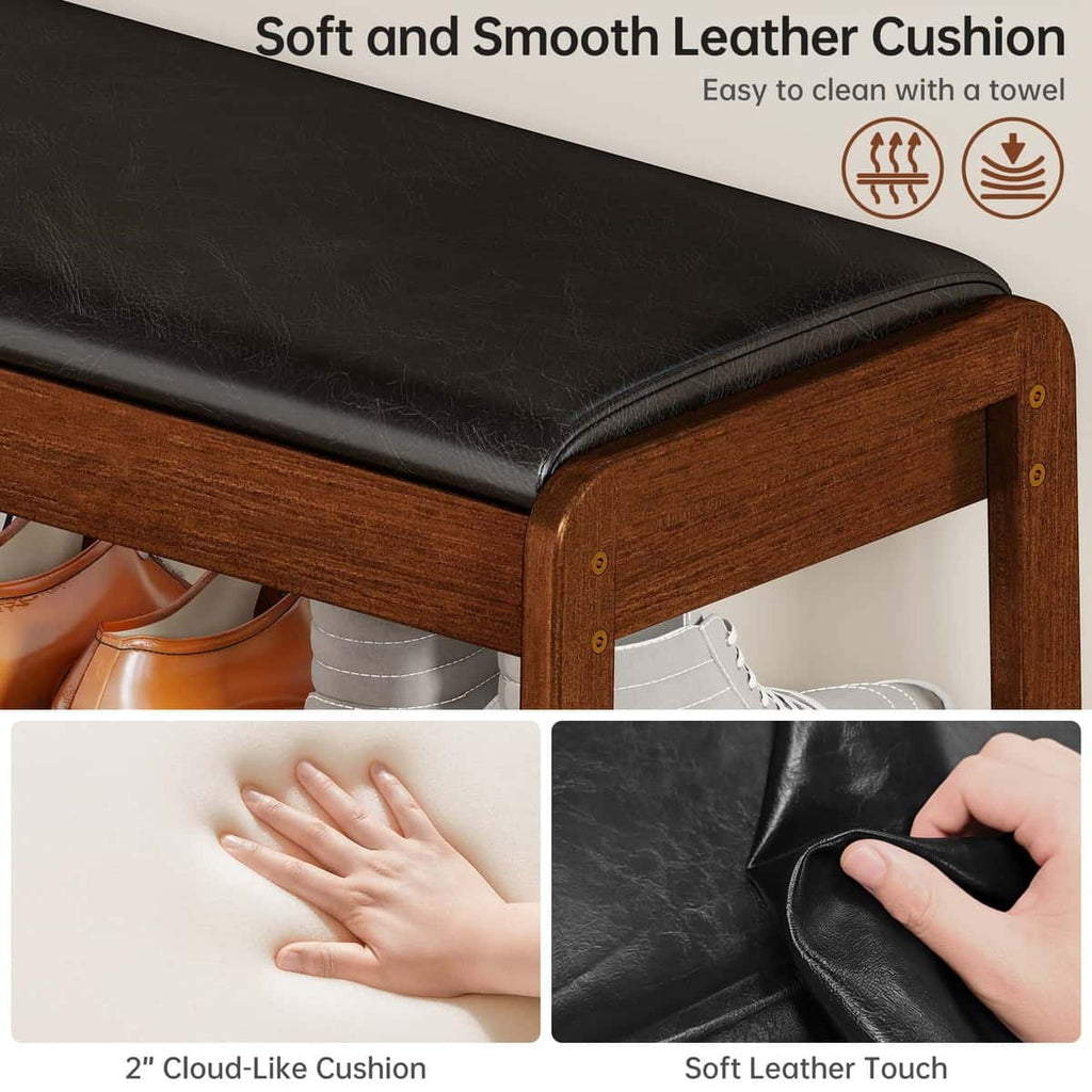 2-Tier Flip-Top Entryway Bench with Shoe Rack