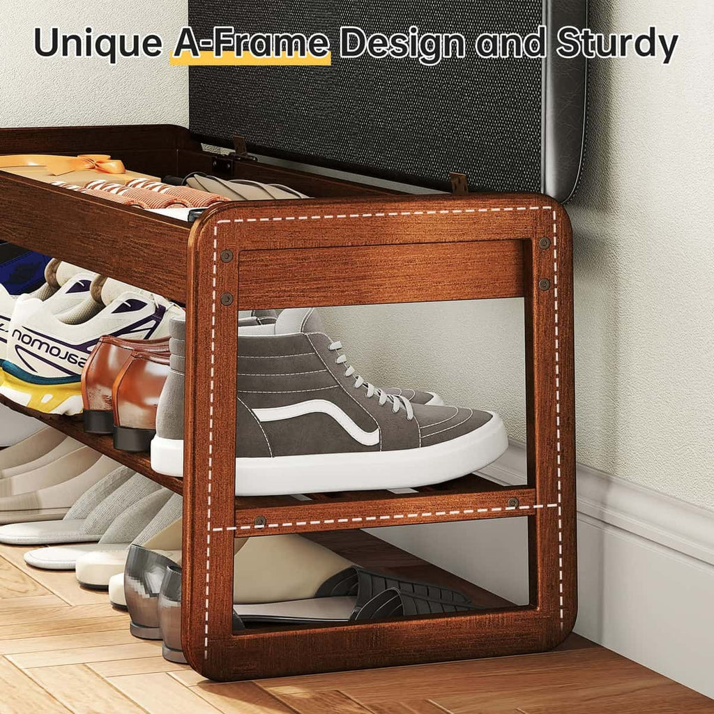 2-Tier Flip-Top Entryway Bench with Shoe Rack