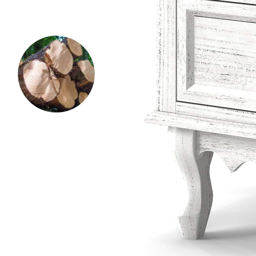 Solid Wood Nightstand with 2 Drawers & Charging Station