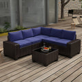 All-Weather 6 Pieces Wicker Patio Set with Cushions