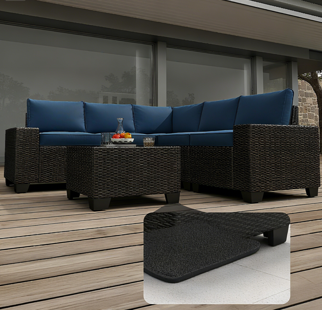 All-Weather 6 Pieces Wicker Patio Set with Cushions
