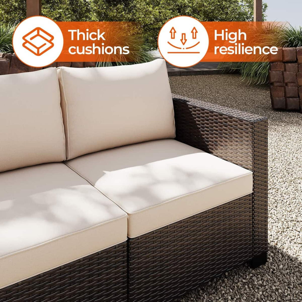 7 Pieces Outdoor Wicker Patio Furniture Sets with Cushions & Coffee Table