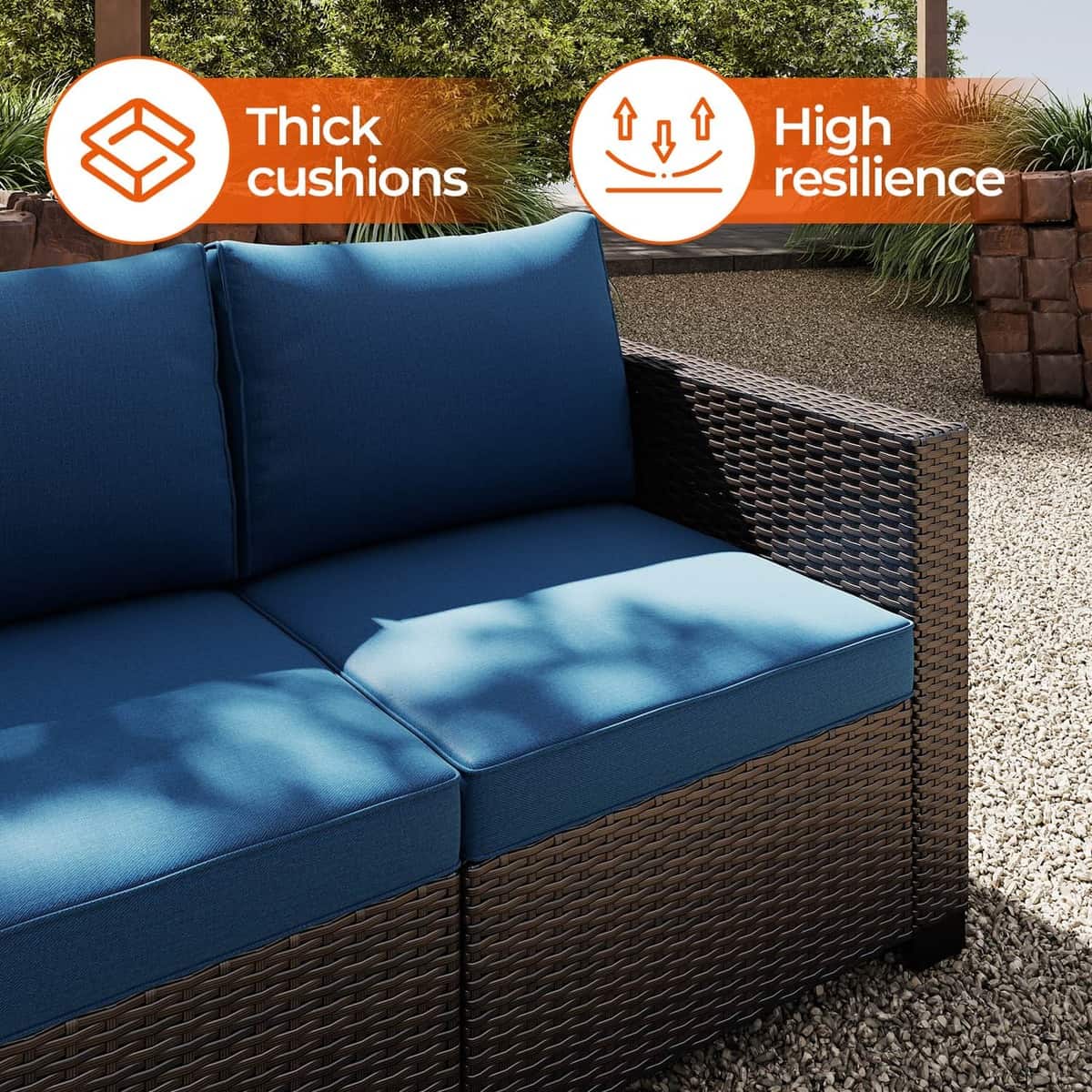 7 Pieces Outdoor Wicker Patio Furniture Sets with Cushions & Coffee Table