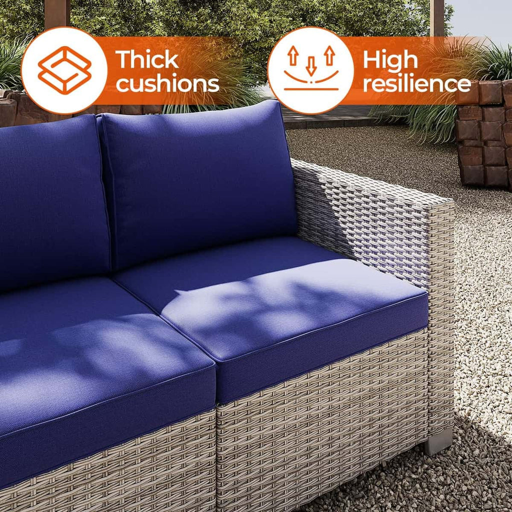 7 Pieces Outdoor Wicker Patio Furniture Sets with Cushions & Coffee Table