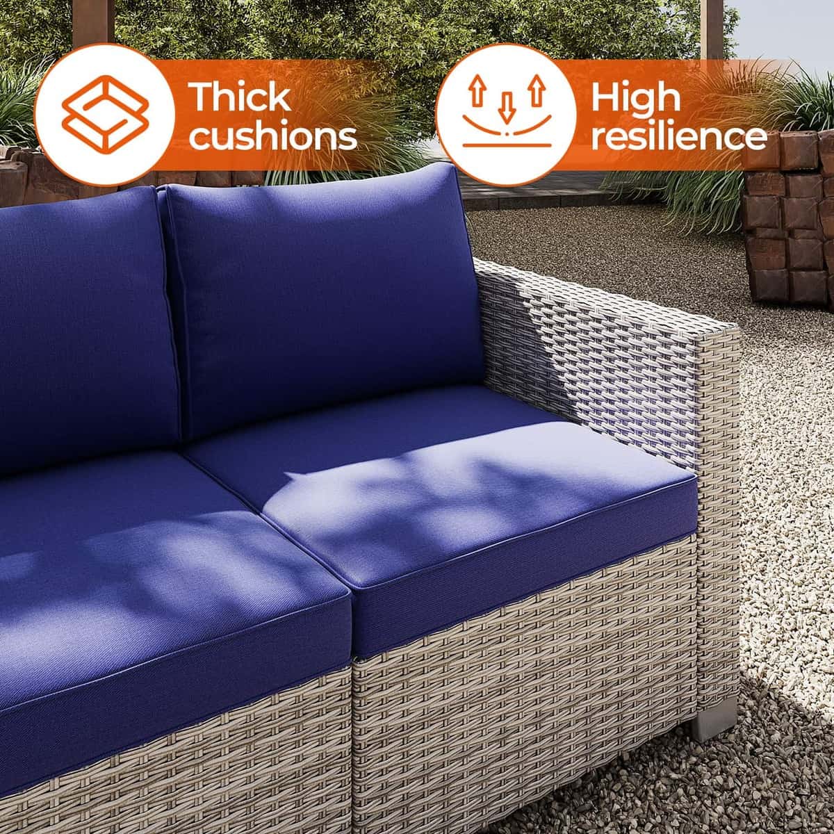 7 Pieces Outdoor Wicker Patio Furniture Sets with Cushions & Coffee Table