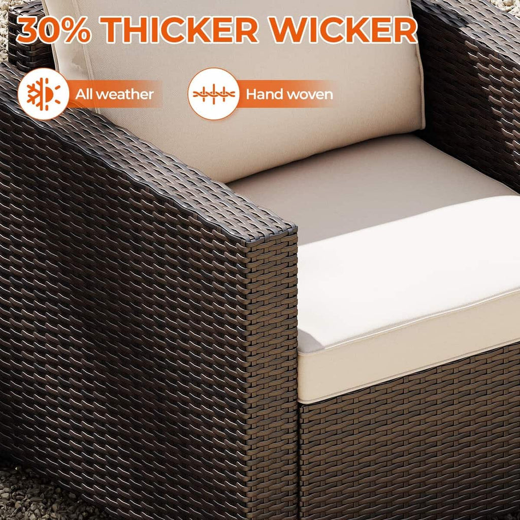 7 Pieces Outdoor Wicker Patio Furniture Sets with Cushions & Coffee Table