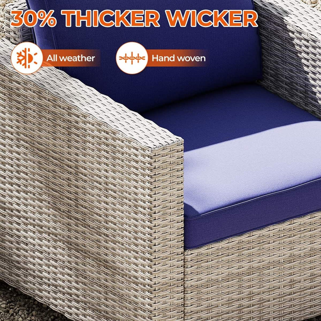 7 Pieces Outdoor Wicker Patio Furniture Sets with Cushions & Coffee Table