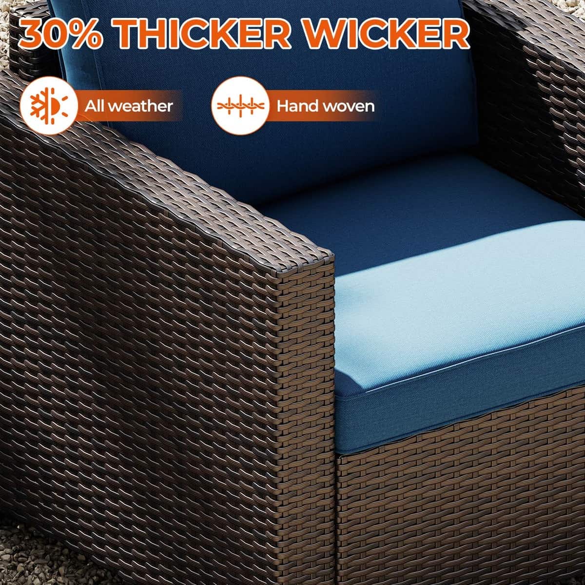 7 Pieces Outdoor Wicker Patio Furniture Sets with Cushions & Coffee Table