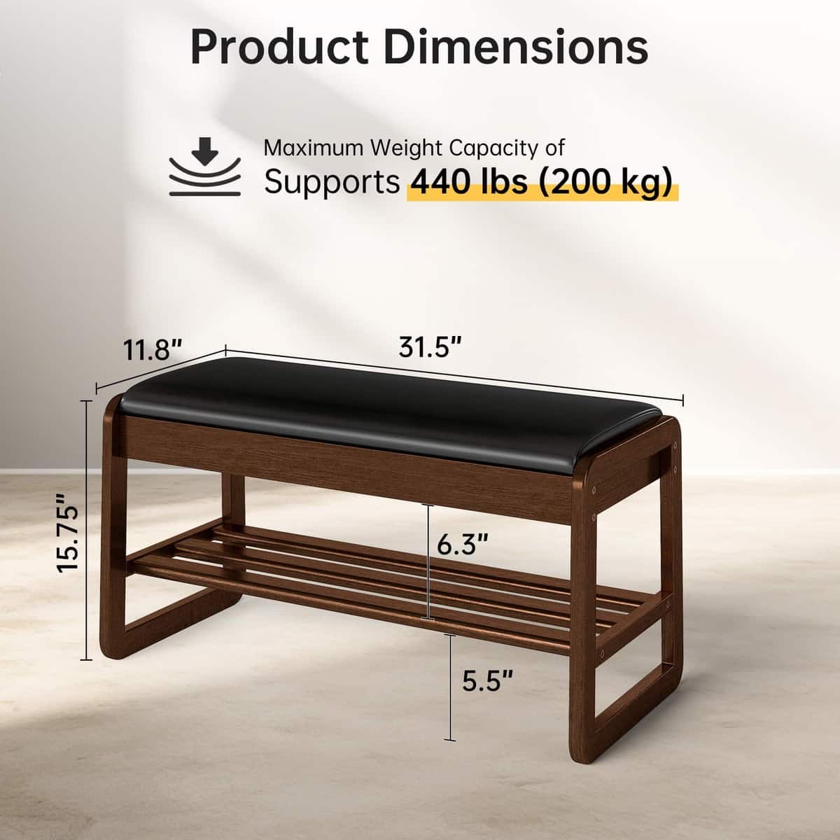2-Tier Flip-Top Entryway Bench with Shoe Rack