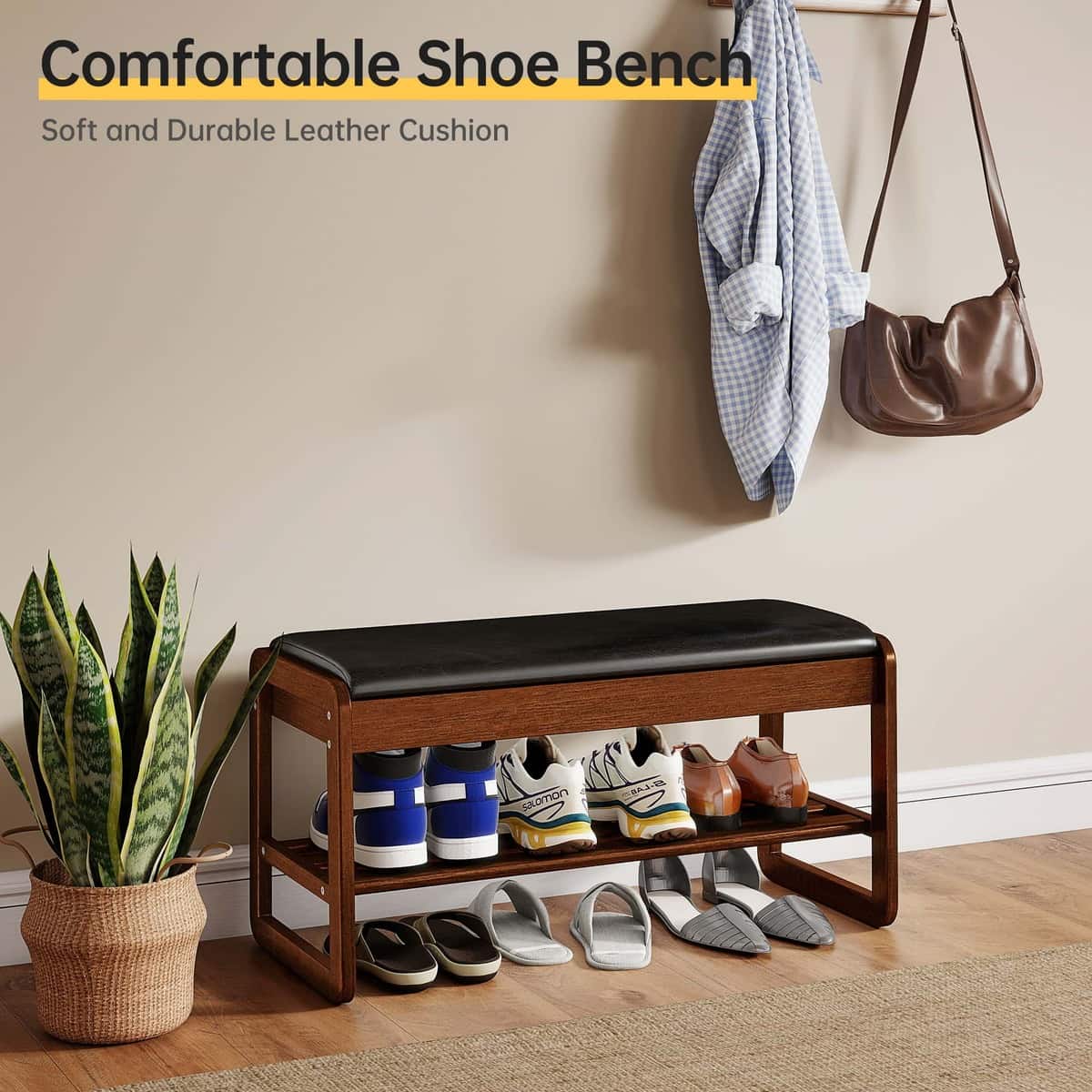 2-Tier Flip-Top Entryway Bench with Shoe Rack
