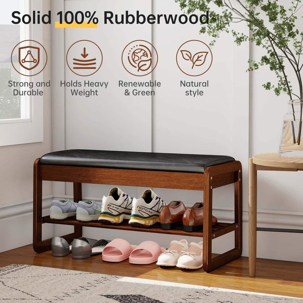 2-Tier Flip-Top Entryway Bench with Shoe Rack