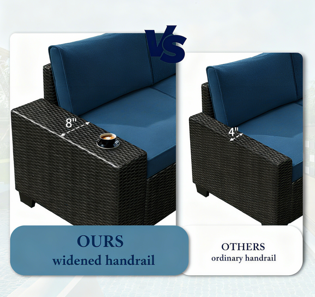 All-Weather 6 Pieces Wicker Patio Set with Cushions