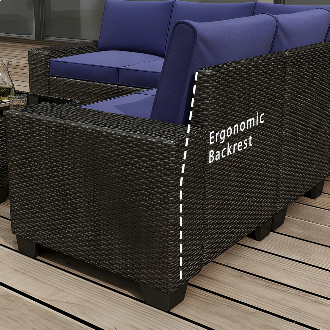 All-Weather 6 Pieces Wicker Patio Set with Cushions